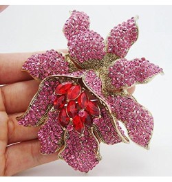 TTjewelry Classic Crystal Rhinestone Large Flowers Orchid Brooch Pins Woman Jewelry B10461600 Red $10.75 Brooches & Pins