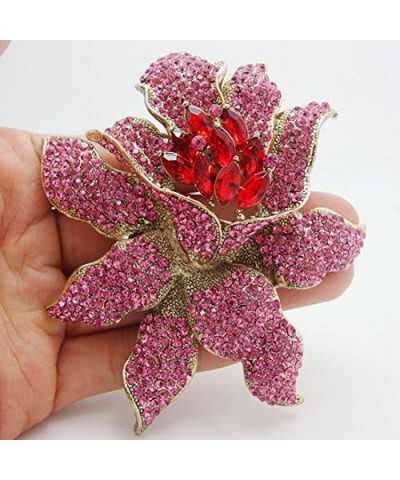 TTjewelry Classic Crystal Rhinestone Large Flowers Orchid Brooch Pins Woman Jewelry B10461600 Red $10.75 Brooches & Pins