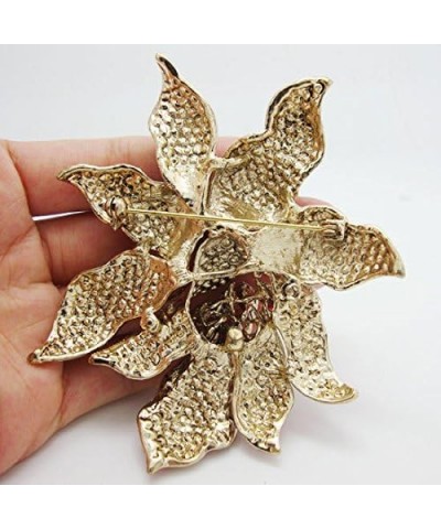 TTjewelry Classic Crystal Rhinestone Large Flowers Orchid Brooch Pins Woman Jewelry B10461600 Red $10.75 Brooches & Pins