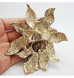 TTjewelry Classic Crystal Rhinestone Large Flowers Orchid Brooch Pins Woman Jewelry B10461600 Red $10.75 Brooches & Pins