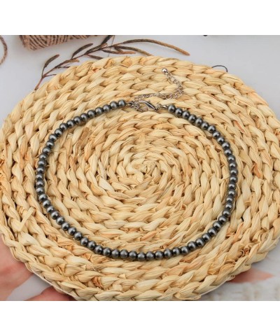 Western Navajo Pearl Choker Necklace Western Beaded Cowgirl Boho Choker Jewelry for Women Girls (6mm) $6.09 Necklaces