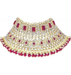 Indian Traditional Bridal Choker Necklace Matha Patti Nose Ring Haath Phool Earrings Bollywood Jewelry Rani Pink $29.44 Jewel...