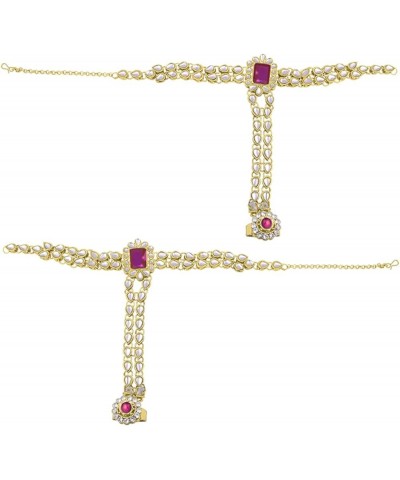 Indian Traditional Bridal Choker Necklace Matha Patti Nose Ring Haath Phool Earrings Bollywood Jewelry Rani Pink $29.44 Jewel...