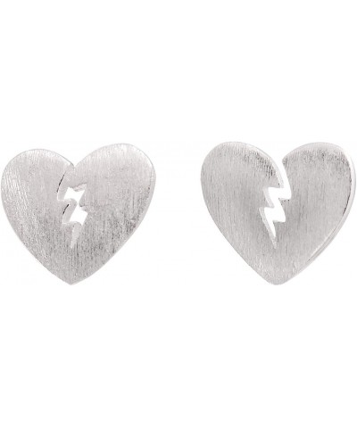 Broken Heart Stud Earrings 925 Sterling Silver Post Back Ear Studs $7.00 Earrings