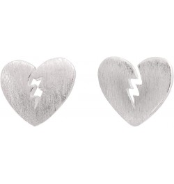 Broken Heart Stud Earrings 925 Sterling Silver Post Back Ear Studs $7.00 Earrings