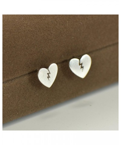 Broken Heart Stud Earrings 925 Sterling Silver Post Back Ear Studs $7.00 Earrings