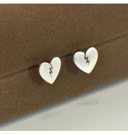 Broken Heart Stud Earrings 925 Sterling Silver Post Back Ear Studs $7.00 Earrings