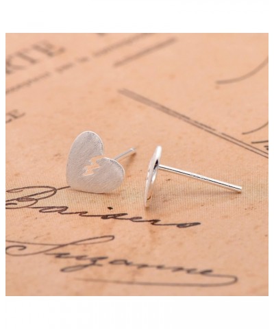 Broken Heart Stud Earrings 925 Sterling Silver Post Back Ear Studs $7.00 Earrings