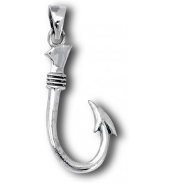 Fishing Hook Pendant .925 Sterling Silver Sea Ocean Fish Fisherman Sport Charm $11.62 Pendants