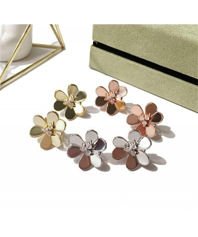 18k Gold Plated Clover Earrings Women AAA Cubic Zirconia Glossy Flowers Stud Earrings Luxury Ear Buckle Wedding Jewelry $9.11...