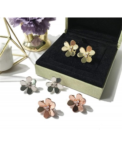 18k Gold Plated Clover Earrings Women AAA Cubic Zirconia Glossy Flowers Stud Earrings Luxury Ear Buckle Wedding Jewelry $9.11...