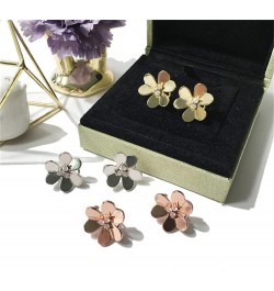 18k Gold Plated Clover Earrings Women AAA Cubic Zirconia Glossy Flowers Stud Earrings Luxury Ear Buckle Wedding Jewelry $9.11...