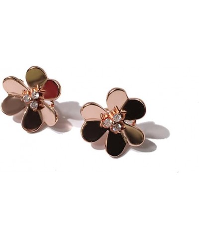 18k Gold Plated Clover Earrings Women AAA Cubic Zirconia Glossy Flowers Stud Earrings Luxury Ear Buckle Wedding Jewelry $9.11...