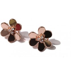 18k Gold Plated Clover Earrings Women AAA Cubic Zirconia Glossy Flowers Stud Earrings Luxury Ear Buckle Wedding Jewelry $9.11...