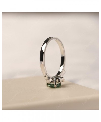 S925 Sterling Silver Gemstone Ring Pear Shaped 7X5 MM Unique Bat Ring Animal Promise Ring Gifts for Women Girls Created Green...