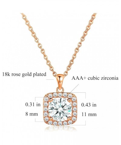 Jewelry Set for Women, 18K Rose Gold Plated Halo Cubic Zirconia Necklace/Earrings/Rings Wedding Hypoallergenic Jewelry Three-...