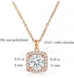 Jewelry Set for Women, 18K Rose Gold Plated Halo Cubic Zirconia Necklace/Earrings/Rings Wedding Hypoallergenic Jewelry Three-...