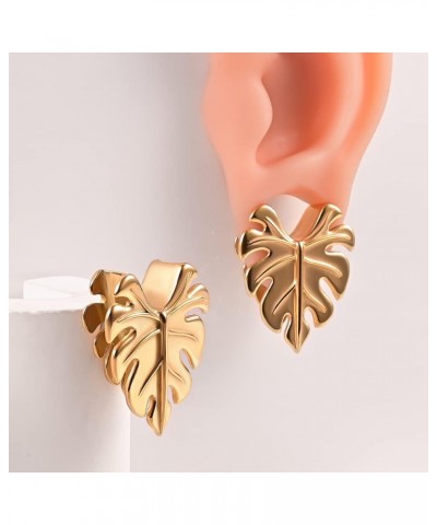 2PCS Ear Gauges Hypoallergenic 316L Stainless Steel Maple Leaves Saddle Plugs Tunnels Piercing Expander Stretchers Body Jewel...