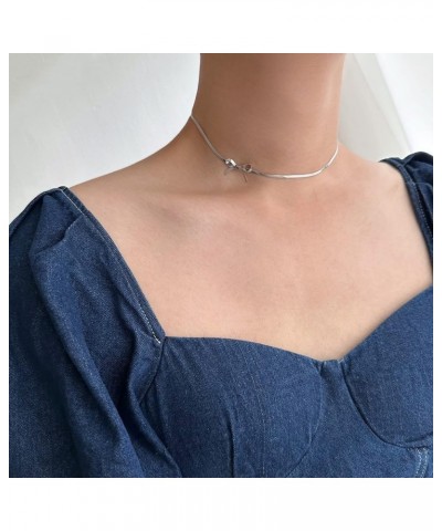 Bow Necklace for Women Girls Dainty Gold Bow Choker Bowknot Chain Necklace 14K Gold Plated Ribbon Choker Necklaces Fashion Je...