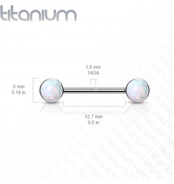 Dynamique Implant Grade Titanium Threadless Push in Nipple Barbell with Opal Bezel Set Forward Facing Flat Tops (Sold Per Pai...