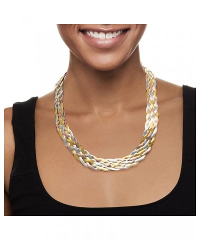 Italian Sterling Silver and 18kt 2-Tone Sterling Silver Braided Herringbone Collar Necklace 20.0 Inches $72.54 Necklaces