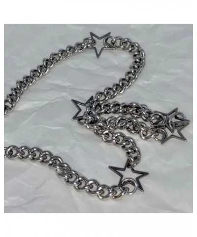 Silver Star Necklace for Women Goth Star Choker Necklaces Chunky Silver Necklace Trendy Necklace 2024 Silver $8.25 Necklaces