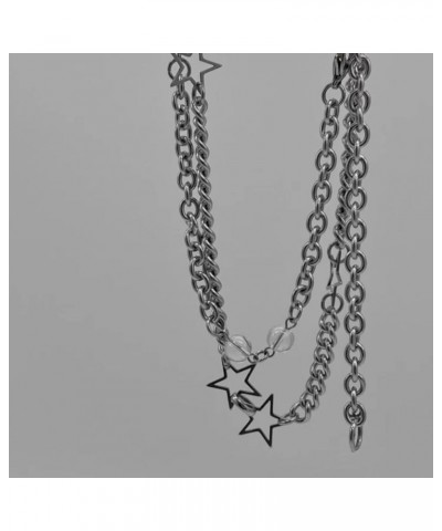 Silver Star Necklace for Women Goth Star Choker Necklaces Chunky Silver Necklace Trendy Necklace 2024 Silver $8.25 Necklaces