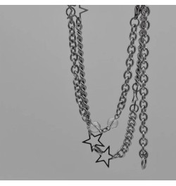 Silver Star Necklace for Women Goth Star Choker Necklaces Chunky Silver Necklace Trendy Necklace 2024 Silver $8.25 Necklaces