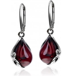 Black Cherry Amber Sterling Silver Leverback Earrings $37.80 Earrings