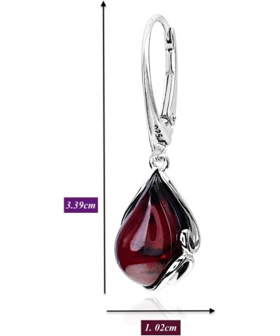 Black Cherry Amber Sterling Silver Leverback Earrings $37.80 Earrings