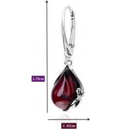 Black Cherry Amber Sterling Silver Leverback Earrings $37.80 Earrings