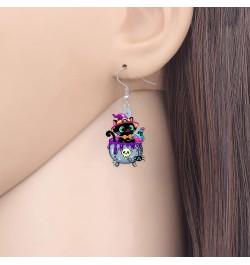 Acrylic Halloween Pumpkin Black Cat Earrings Drop Dangle Jewelry for Women Girls Black Cat W $6.95 Earrings