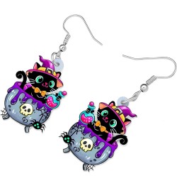 Acrylic Halloween Pumpkin Black Cat Earrings Drop Dangle Jewelry for Women Girls Black Cat W $6.95 Earrings