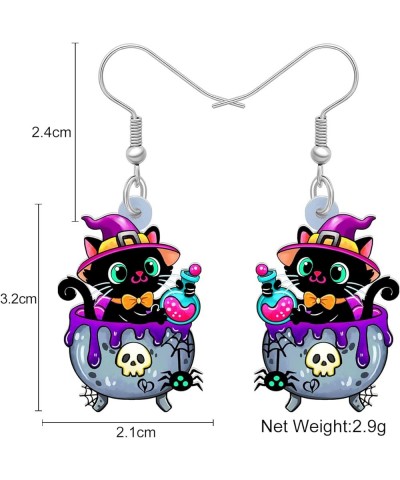 Acrylic Halloween Pumpkin Black Cat Earrings Drop Dangle Jewelry for Women Girls Black Cat W $6.95 Earrings