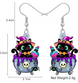 Acrylic Halloween Pumpkin Black Cat Earrings Drop Dangle Jewelry for Women Girls Black Cat W $6.95 Earrings