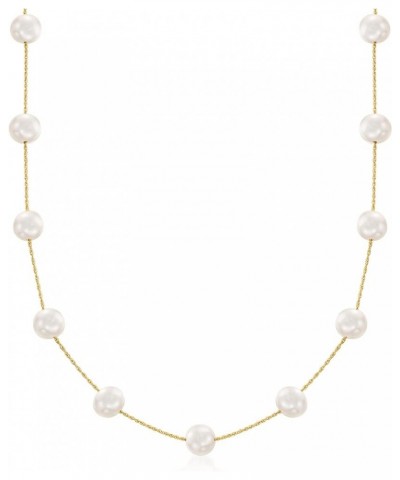 7-7.5mm Cultured Pearl Station Necklace in 14kt Yellow Gold 18.0 Inches $89.76 Necklaces