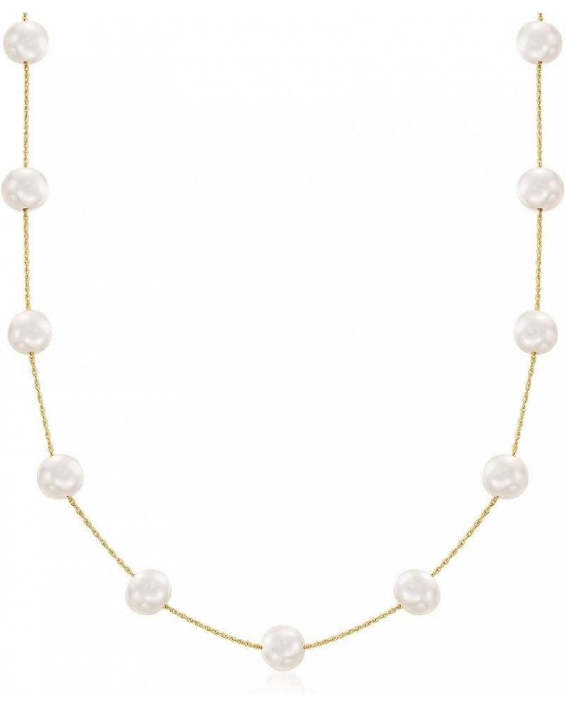 7-7.5mm Cultured Pearl Station Necklace in 14kt Yellow Gold 18.0 Inches $89.76 Necklaces