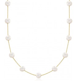 7-7.5mm Cultured Pearl Station Necklace in 14kt Yellow Gold 18.0 Inches $89.76 Necklaces