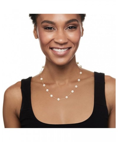 7-7.5mm Cultured Pearl Station Necklace in 14kt Yellow Gold 18.0 Inches $89.76 Necklaces