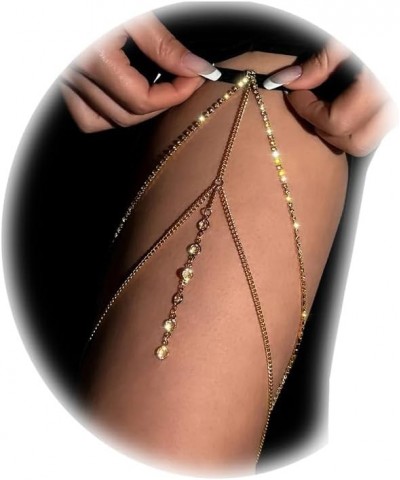 Simple Bikini Rhinestones Leg Chain Jewelry Crystal Elastic Tassel Thigh Chain Summer Multilayer Thigh Chain Rhinestones Thig...