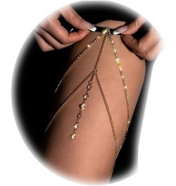 Simple Bikini Rhinestones Leg Chain Jewelry Crystal Elastic Tassel Thigh Chain Summer Multilayer Thigh Chain Rhinestones Thig...