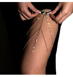 Simple Bikini Rhinestones Leg Chain Jewelry Crystal Elastic Tassel Thigh Chain Summer Multilayer Thigh Chain Rhinestones Thig...