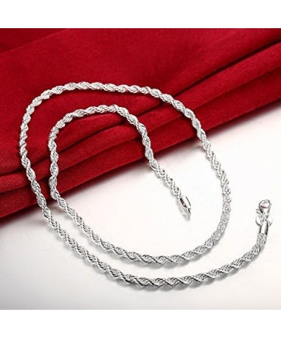 925 Sterling Silver Necklace 2mm/3mm/4mm/5mm 16-30inch Women/Mens Twisted Rope Chain collares para Mujer 3mm 40cm $9.69 Neckl...