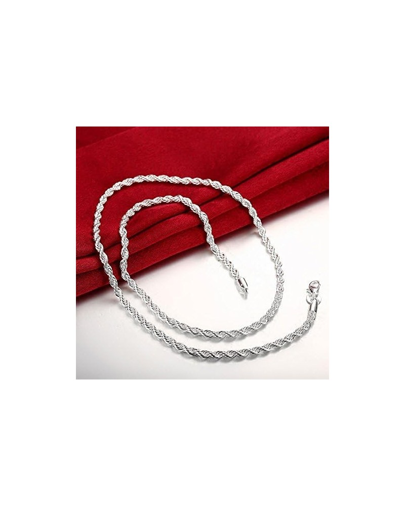 925 Sterling Silver Necklace 2mm/3mm/4mm/5mm 16-30inch Women/Mens Twisted Rope Chain collares para Mujer 3mm 40cm $9.69 Neckl...