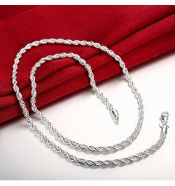 925 Sterling Silver Necklace 2mm/3mm/4mm/5mm 16-30inch Women/Mens Twisted Rope Chain collares para Mujer 3mm 40cm $9.69 Neckl...