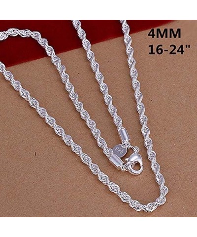 925 Sterling Silver Necklace 2mm/3mm/4mm/5mm 16-30inch Women/Mens Twisted Rope Chain collares para Mujer 3mm 40cm $9.69 Neckl...