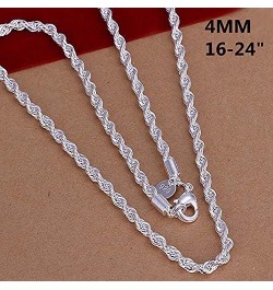 925 Sterling Silver Necklace 2mm/3mm/4mm/5mm 16-30inch Women/Mens Twisted Rope Chain collares para Mujer 3mm 40cm $9.69 Neckl...