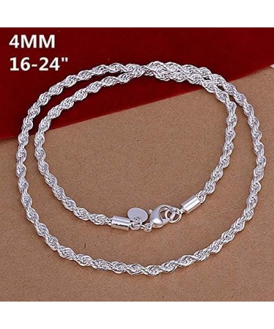 925 Sterling Silver Necklace 2mm/3mm/4mm/5mm 16-30inch Women/Mens Twisted Rope Chain collares para Mujer 3mm 40cm $9.69 Neckl...