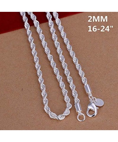 925 Sterling Silver Necklace 2mm/3mm/4mm/5mm 16-30inch Women/Mens Twisted Rope Chain collares para Mujer 3mm 40cm $9.69 Neckl...