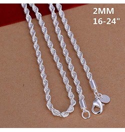 925 Sterling Silver Necklace 2mm/3mm/4mm/5mm 16-30inch Women/Mens Twisted Rope Chain collares para Mujer 3mm 40cm $9.69 Neckl...